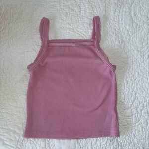 American Eagle Outfitters Pink Lace-Trimmed Tank